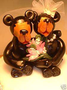 Wedding Cake Topper Black Bears Custom made Pamkins  