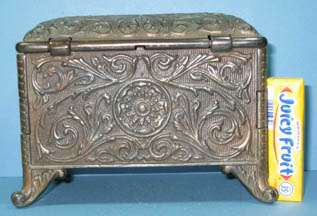   CHEST COFFIN BANK CAST IRON ORNATE GUARANTEED OLD & ATHENTIC CI 623