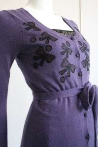 NWT Designer Rebecca Taylor Purple Bow Wrap Sweater S/2  