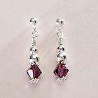 Sterling silver Birthstone Crystal dangly drop earrings New Gift for 