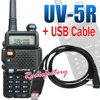 NEW BAOFENG UV 5R 136 174/400 480Mhz Radio+USB Prog Cable 6 034  