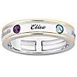 Sterling Silver 2 Tone Name & Birthstone Color Crystal Mothers Band 