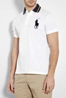 Polo Ralph Lauren  White Regimental Stripe Large Logo Polo Shirt by 