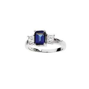   ct. Diamond and 7 x 5 MM Emerald Cut Sapphire Ring Katarina Jewelry