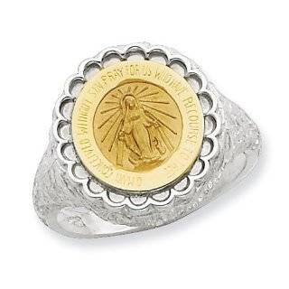  Sterling Silver Miraculous Medal Ring Size 8 Jewelry