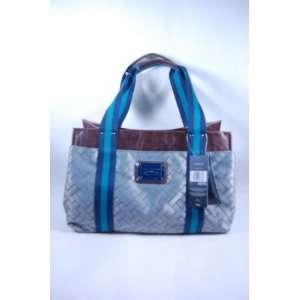 Womens Tommy Hilfiger Handbags Medium Iconic Tote (Gray Trimmed Aqua 