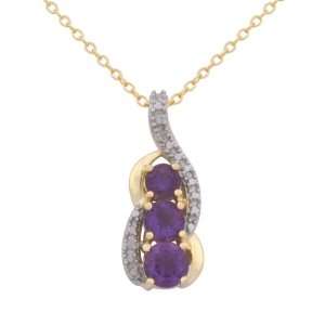 18k Yellow Gold Plated Sterling Silver Genuine Africa Amethyst and 