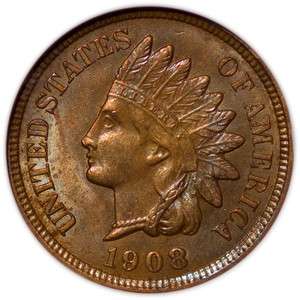 1908 1C Indian Head Small Cent AU 58 Details White Slab ANACS 