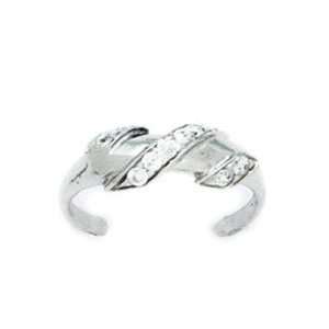 14k White Gold CZ Adjustable Spiral Body Jewelry Toe Ring   JewelryWeb