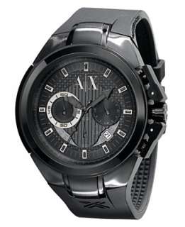 Armani Exchange Watch, Mens Chronograph Black Rubber Strap AX1050 