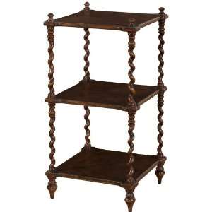  Three Tier Shelf with Spiral Accents in Tuscany Finish 