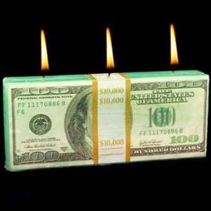    Money to Burn   $100 Dollar Bill Shaped Candle Electronics
