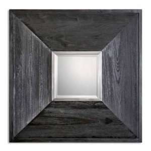  35.8 Inch Sable Wall Mounted Mirror Dark Ebony Stain Over Real Wood 