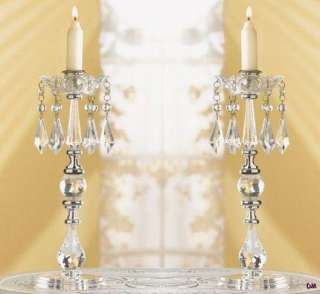 Set of 2 Jeweled Acrylic Candlestick Candle Holders Wedding 