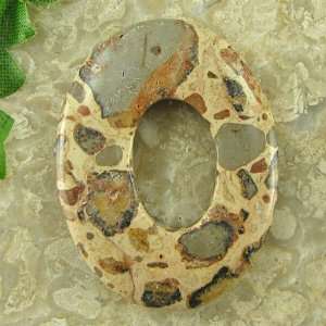   50mm African map picture jasper oval donut pendant