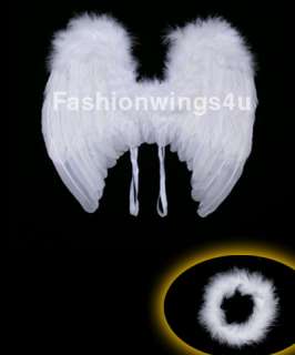 12mo Baby Tots costume feather angel wings Free Halo Bonus Photo 