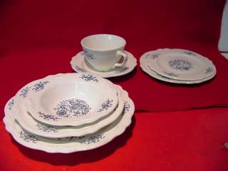 LOT ANTIQUE DRESDEN DISHES CUP SAUCER BOWLS BLUE WHITE  