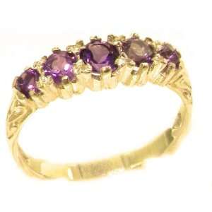  Antique Style Solid Yellow Gold Natural Amethyst Ring with 