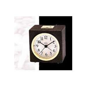 Bulova Lockport Alarm Clock   Faux Leather Case   Antique 