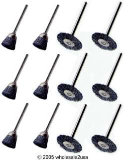 12 Steel Wire Brushes w/ Arbors for Dremel   Cup/Wheel  