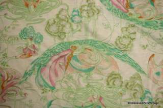 VTG fairy fantasy art nouveau pastel fabric 1 YD  