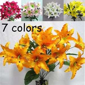 colors~ 22 Silk Satin Lily Bush Artificial Flowers  