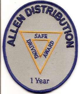 Allen Distribution 1 Years Safe Driver Award PA patch  