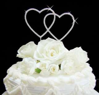 Renaissance Silver Double Heart Wedding Cake Topper  