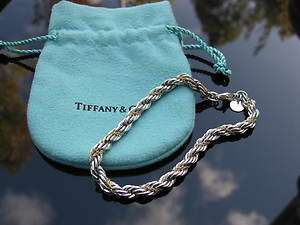 Tiffany & Co Silver 18K Gold Rope Bracelet Bangle  