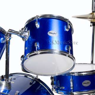 NEW 5 PIECE DRUM SET+CYMBAL+STOOL~BLUE~BLACK~RED~SILVER  