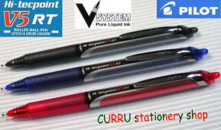 12 Pilot Hi tecpoint V5 RT roller pen retractable BLACK  
