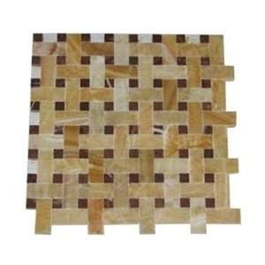   Onyx Basketweave Red Marble Dot Polished Mosaic Tiles 