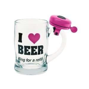  Beer Lover Glass Cup   I Love Beer with Pink Bell 