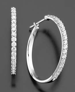14k White Gold Earrings, Diamond Hoops (1 1/2 ct. t.w.)