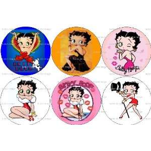  Set of 6 BETTY BOOP Pinback Buttons Pins 