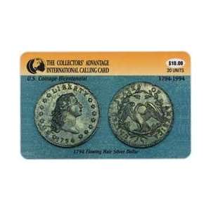  Card $10. 1794 Flowing Hair Silver Dollar Coin (Coinage Bicentennial