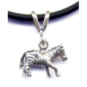    13 Zebra Black Necklace Sterling Silver Jewelry