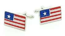  star American Flag cufflinks with presentation box. Made in the USA