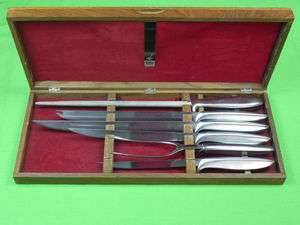 Vintage US GERBER Carving Set Knife Fork Sharpener with Box  