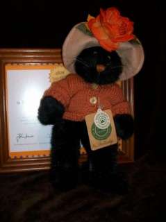 BOYDS BEARS MS PARTRIDGE BLACK CAT PUMPKIN SWEATER FALL ORANGE HAT 