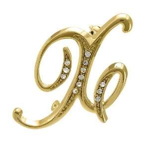   Tone Initial Letter Brooch Pin   X   Womens Brooches & Pins: Jewelry