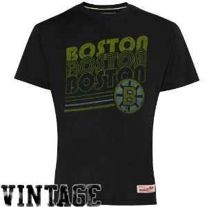 Mitchell & Ness Boston Bruins Black Vintage Tailored Premium T shirt 
