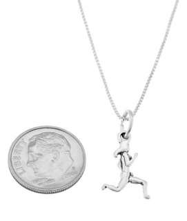   SILVER GIRL RUNNER / FEMALE JOGGER CHARM WITH BOX CHAIN NECKLACE