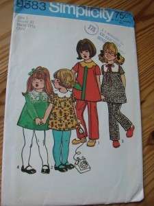 1971 SIMPLICITY #9583 CHILDS SZ 1 DRESS & PANTS PATTERN  