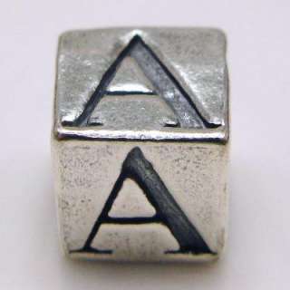 925 Sterling Silver Cube 26 Letters Charm Beads 6mm SL  