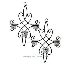   : Set 2 French Scroll Cast Iron Wall Candle Sconces: Home Improvement