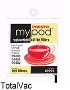 Presto MyPod Replacement Coffee Filters  