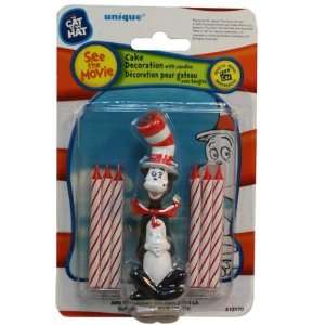 Dr Seuss Cat in the Hat Birthday Party Cake Topper and 6 Candles 