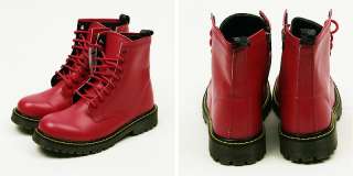 Womens Red Military Combat Zipper Boots Shoes US 6~8.5  