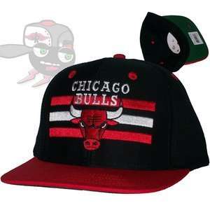  Chicago Bulls Bk/rd 3 Stripes Snapback Hat Cap 
